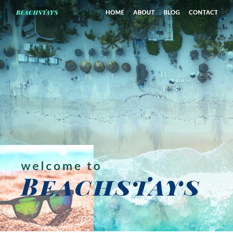 home page of a beach resort
