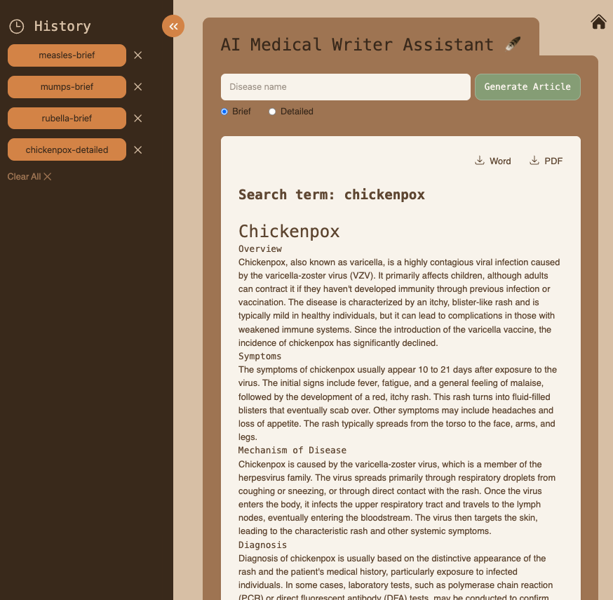 home page of ai medical writer